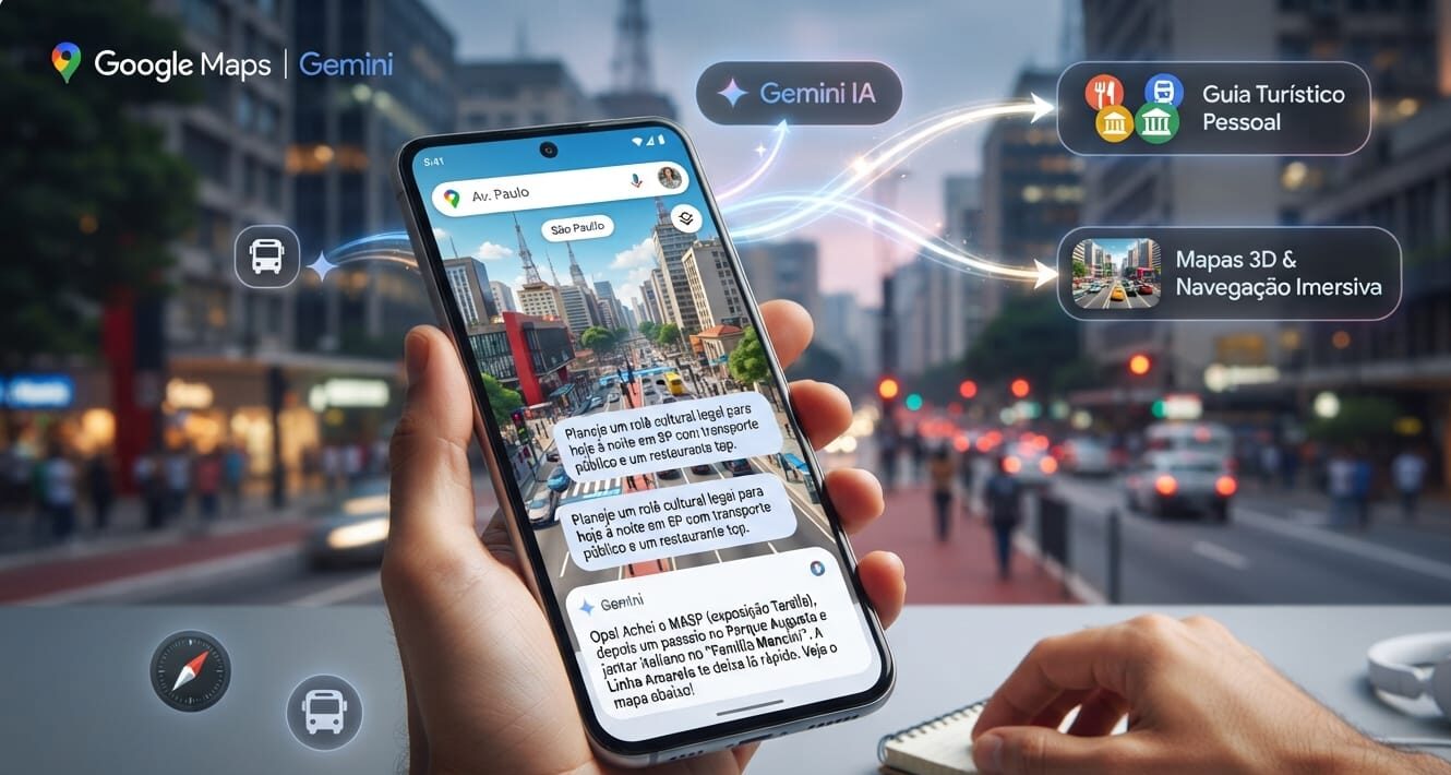 O Google Maps agora conversa com você: IA Gemini e mapas 3D transformam o aplicativo em guia turístico pessoal